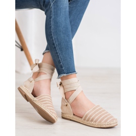 Small Swan Espadryle Z Ozdobną Wstążką beżowy 2