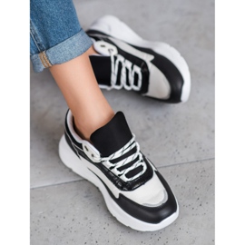 SHELOVET Sneakersy Na Platformie białe czarne zielone 1