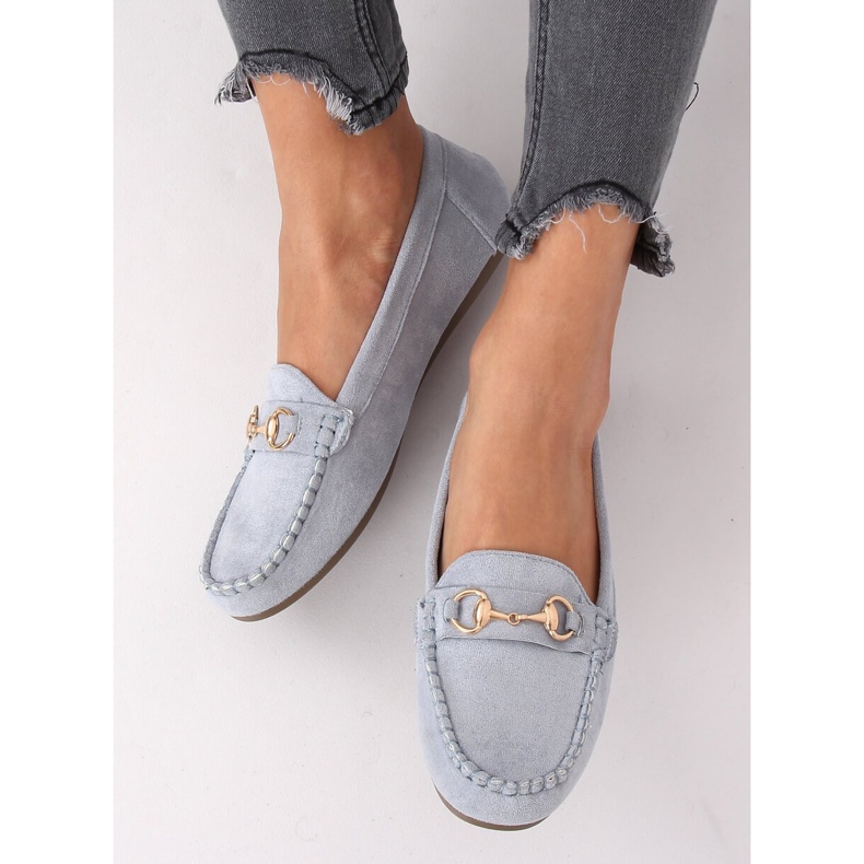 Mokasyny zamszowe niebieskie 77-192 Blue 2