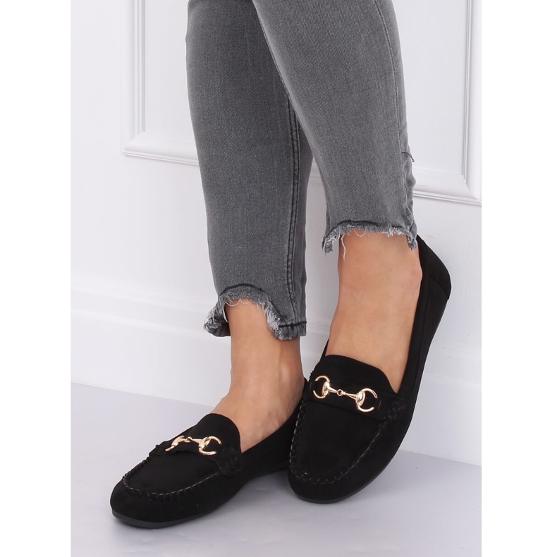Mokasyny zamszowe czarne 77-192 Black 1