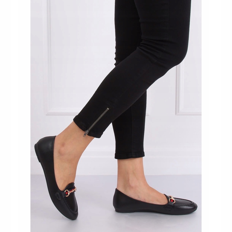 Mokasyny licowe czarne 9F177 Black 1