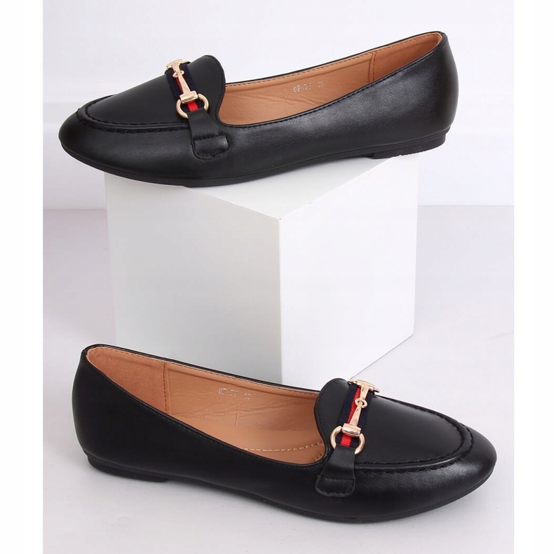 Mokasyny licowe czarne 9F177 Black 2