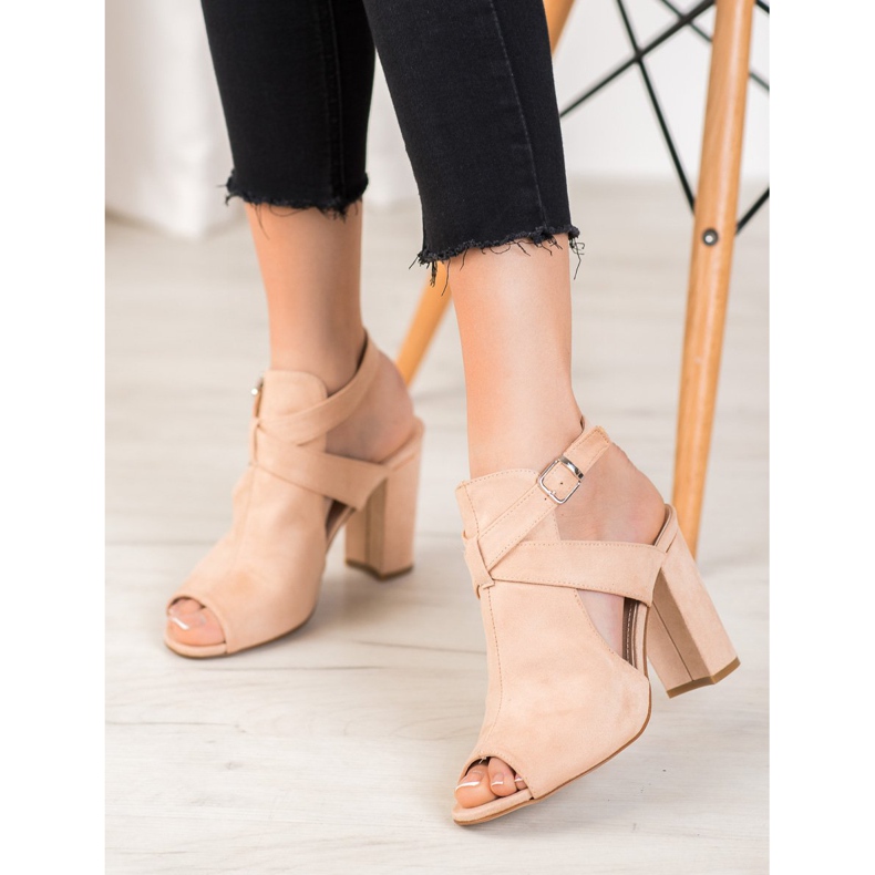 Seastar Stylowe Sandałki Na Słupku brązowe 1