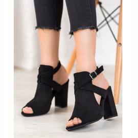 Seastar Stylowe Sandałki Na Słupku czarne 1