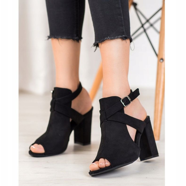 Seastar Stylowe Sandałki Na Słupku czarne 1