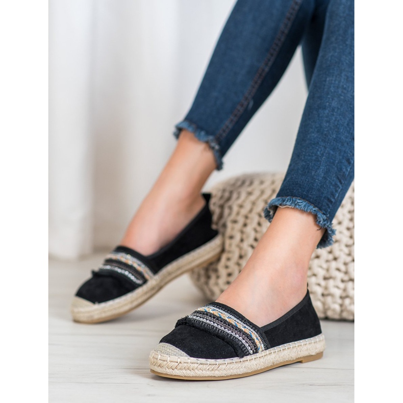 RTX WALK Wygodne Espadryle Z Ozdobami czarne 2