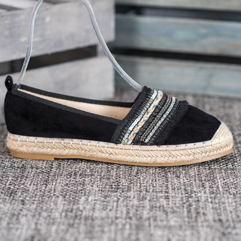 RTX WALK Wygodne Espadryle Z Ozdobami czarne 1