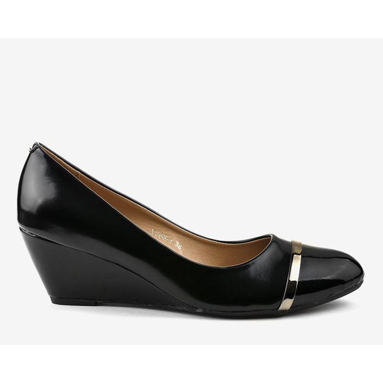 Czarne czółenka na koturnie X668-1 2