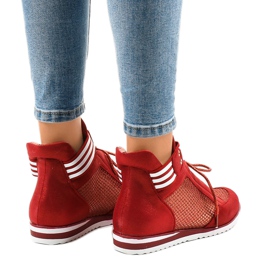 Czerwone modne damskie obuwie botki TL-28 3