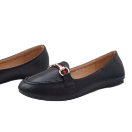 Czarne mokasyny balerinki z eko-skóry 9F177 1