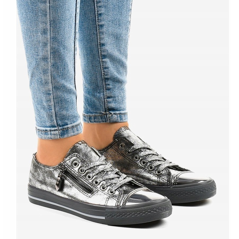 Szare trampki błyszczące TL-64 1