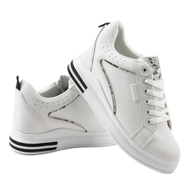Białe sneakersy trampki na koturnie SC12 3