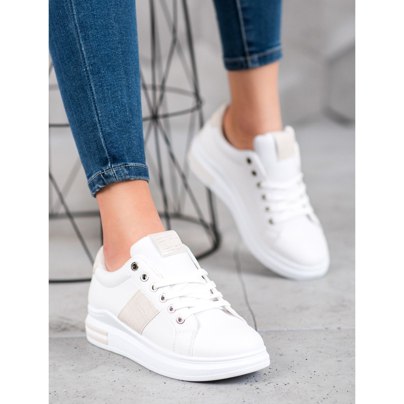 Weide Buty Sportowe Z Beżowymi Wstawkami białe 2