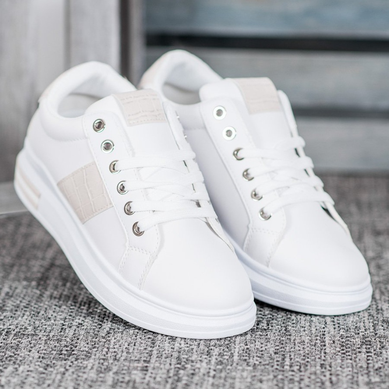 Weide Buty Sportowe Z Beżowymi Wstawkami białe 1