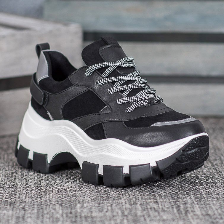 Weide Czarne Sneakersy Na Platformie 1