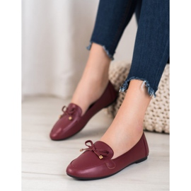 Clowse Eleganckie Bordowe Baleriny czerwone 1