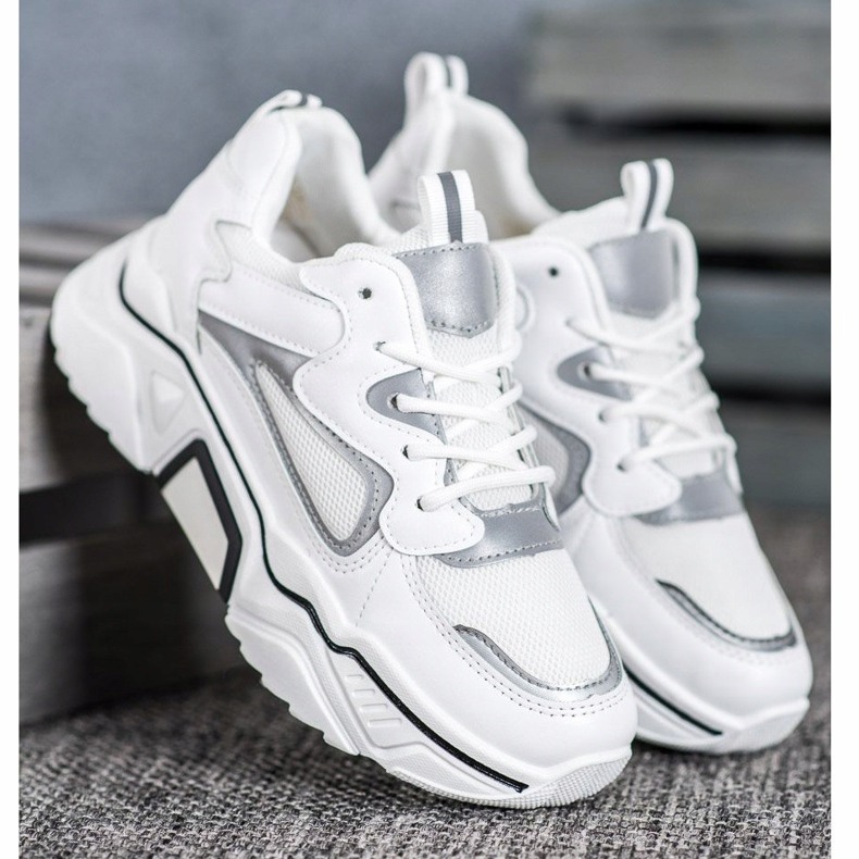 Weide Modne Sneakersy Z Siateczką białe 2