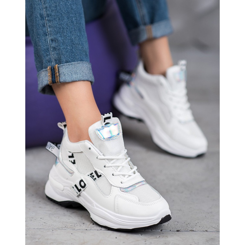 Weide Modne Sneakersy Z Napisami białe 1