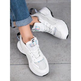 Weide Modne Sneakersy Z Napisami białe 2