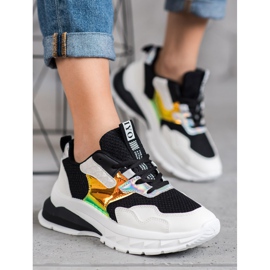 SHELOVET Sneakersy Z Siateczką białe czarne 2