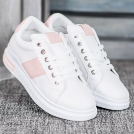Weide Buty Sportowe Z Różowymi Wstawkami białe różowe 3