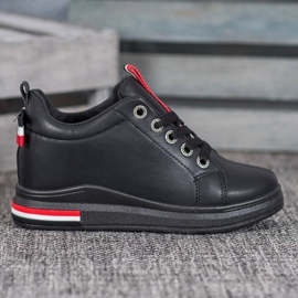 Weide Sneakersy Z Ukrytą Koturną czarne czerwone 1