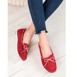 Filippo Skórzane Mokasyny Z Kokardą W Paski czerwone 1