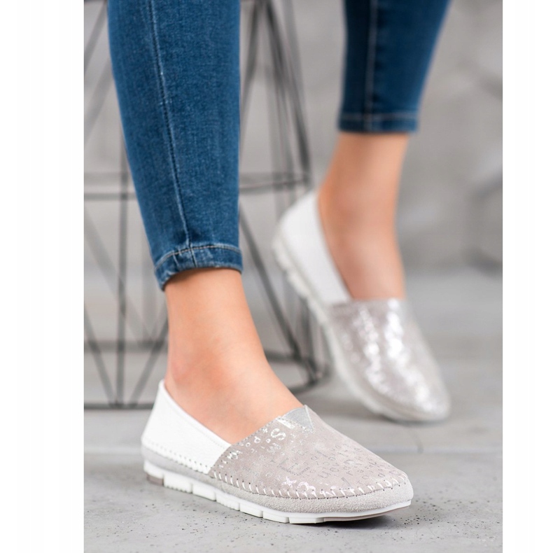 Filippo Wsuwane Obuwie Ze Skóry różowe szare 2