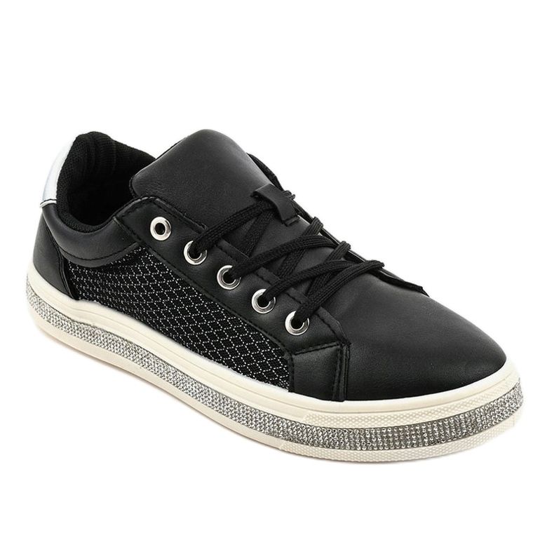 Czarne trampki zdobione cyrkoniami 1153-Y szare 1