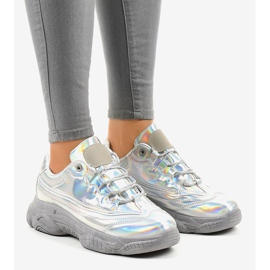 Srebrne sneakersy trampki Z-9781 szare 1