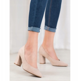 W. Potocki Czółenka Z Brokatem beżowy złoty 2