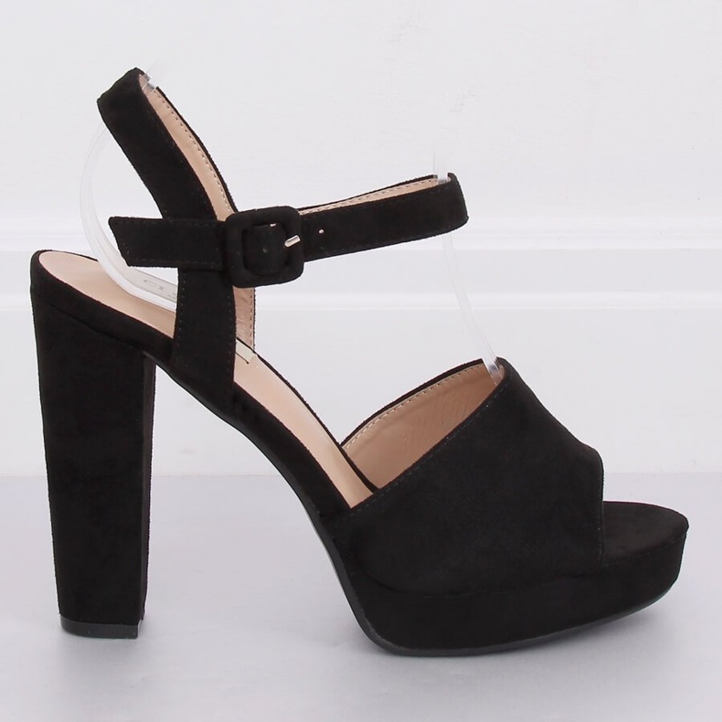 Sandałki na obcasie czarne 9R16 Black 1