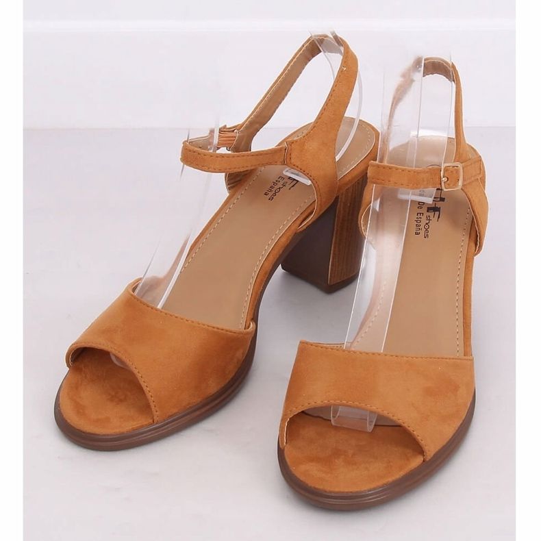 Sandałki na obcasie camel 660-6 Camel brązowe wielokolorowe 1