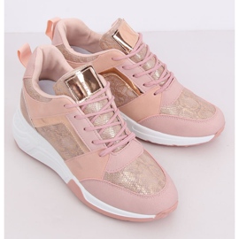 Sneakersy na koturnie różowe YL-33 Champagne 3