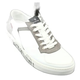 Skórzane buty sportowe Badura 3361 białe czarne szare 4