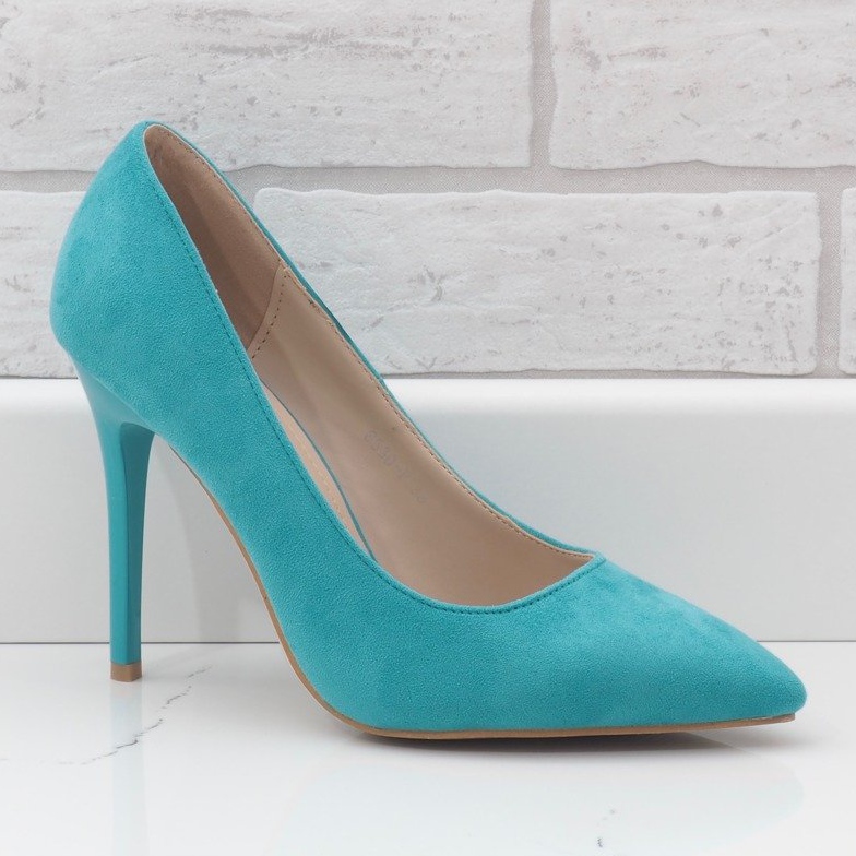 Zielone klasyczne szpilki z eko-zamszu 6530-P 1