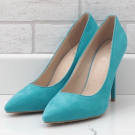 Zielone klasyczne szpilki z eko-zamszu 6530-P 2