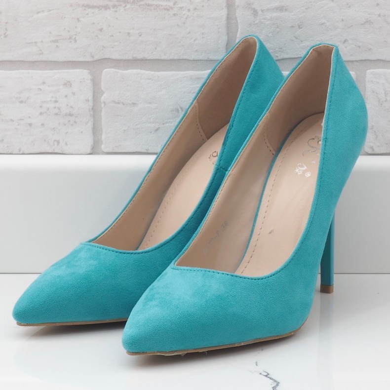 Zielone klasyczne szpilki z eko-zamszu 6530-P 2