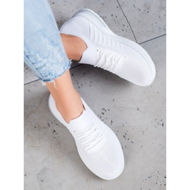 SHELOVET Białe Tekstylne Buty Na Platformie 1