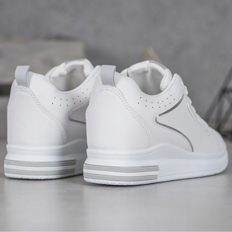 SHELOVET Białe Obuwie Z Ukrytą Koturną 1