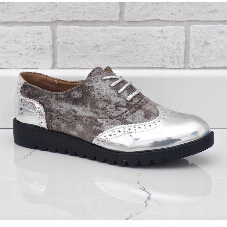 Czerwone zamszowe półbuty TL-62 szare 1