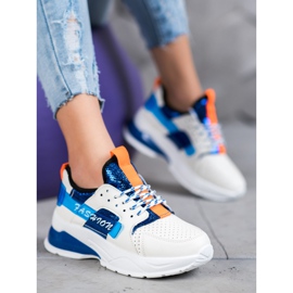 SHELOVET Białe Sneakersy Fashion niebieskie 2