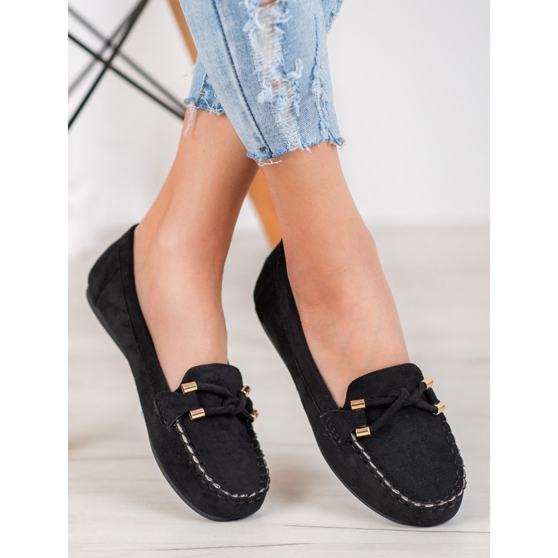 Nio Nio Eleganckie Zamszowe Mokasyny czarne 1