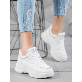 SHELOVET Białe Sneakersy Z Efektem Holo 5
