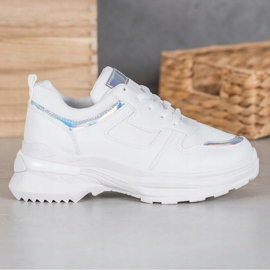 SHELOVET Białe Sneakersy Z Efektem Holo 1