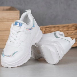 SHELOVET Białe Sneakersy Z Efektem Holo 2