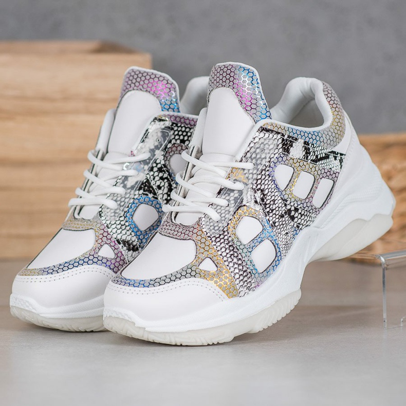 Bona Sneakersy Z Kolorowymi Wstawkami białe wielokolorowe 1
