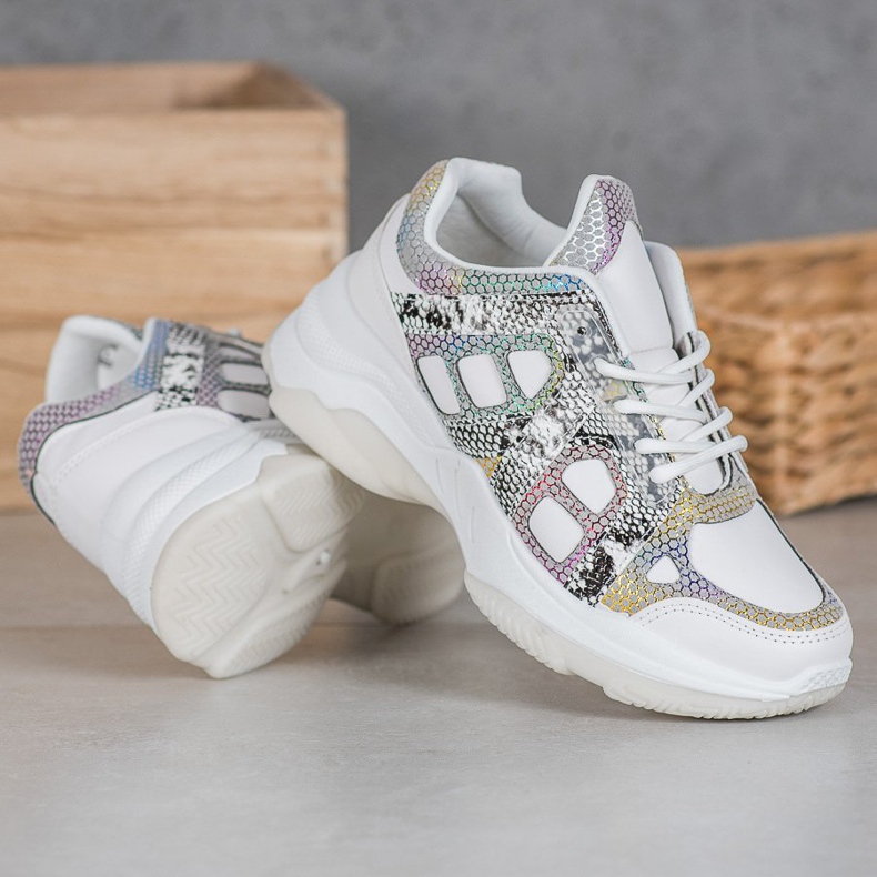 Bona Sneakersy Z Kolorowymi Wstawkami białe wielokolorowe 2