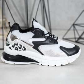 Ideal Shoes Sneakersy Z Czarnymi Wstawkami białe czarne 5