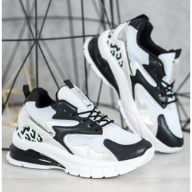 Ideal Shoes Sneakersy Z Czarnymi Wstawkami białe czarne 6